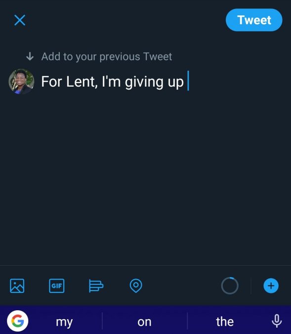 A Lenten predictive text meme